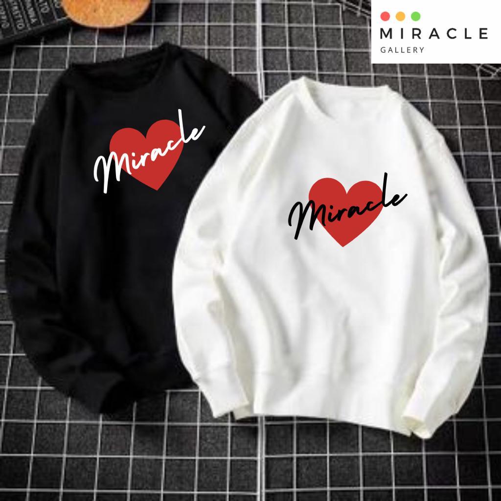 Sweater Oblong Crewneck Couple / Baju Pasangan MIRACLE LOVE Bahan Fleece Premium