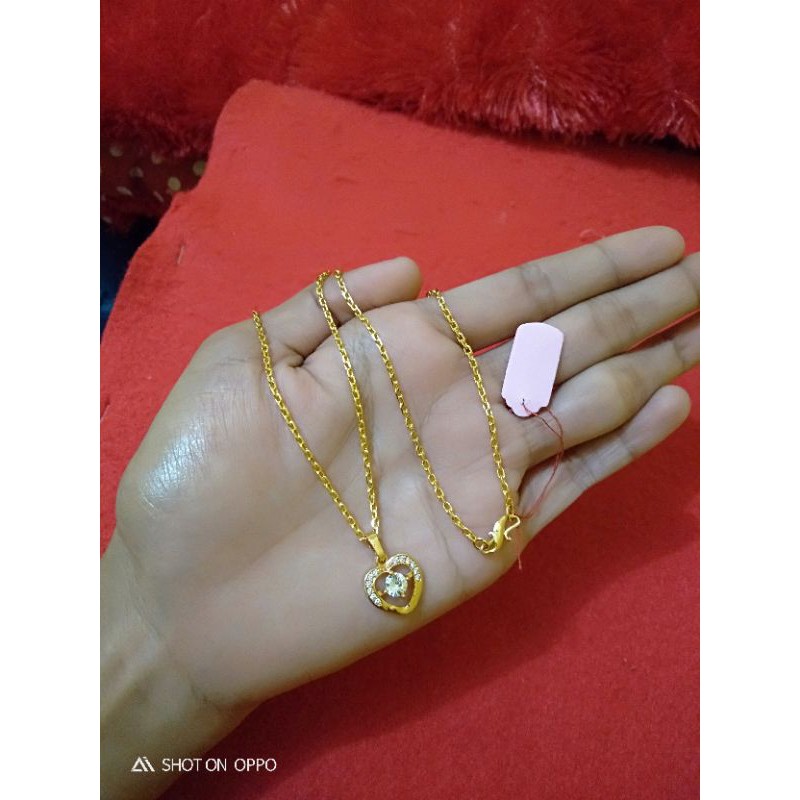 Kalung nori 5 gram liontin love full permata lapis emas