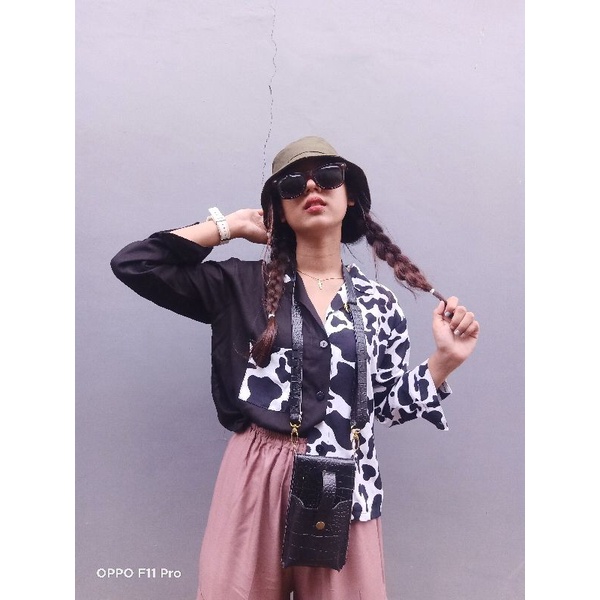 two tone kemeja-Sapi tangan panjang