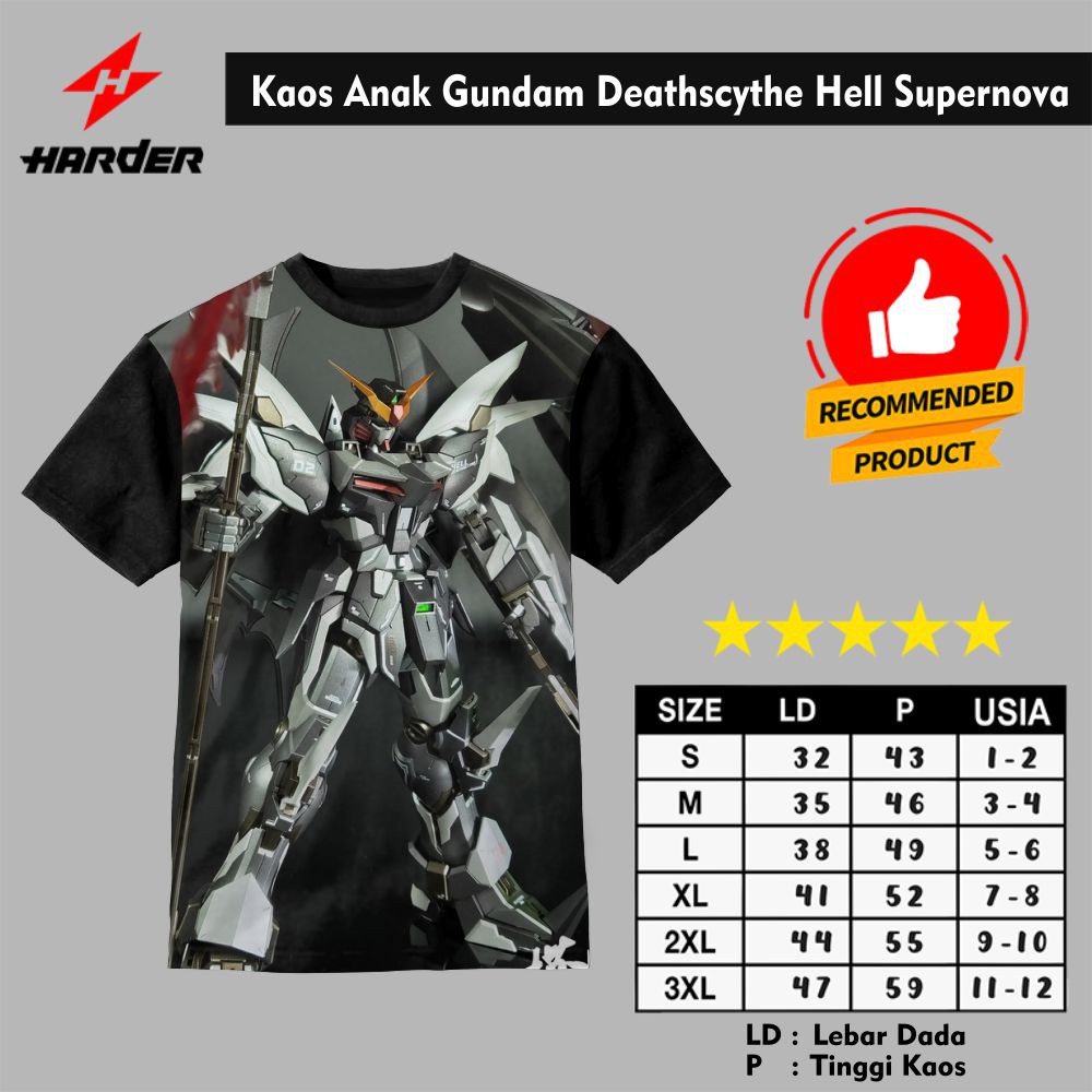 Kaos Anak Dino Gundam Deathscythe Hell Supernova - Zipzip
