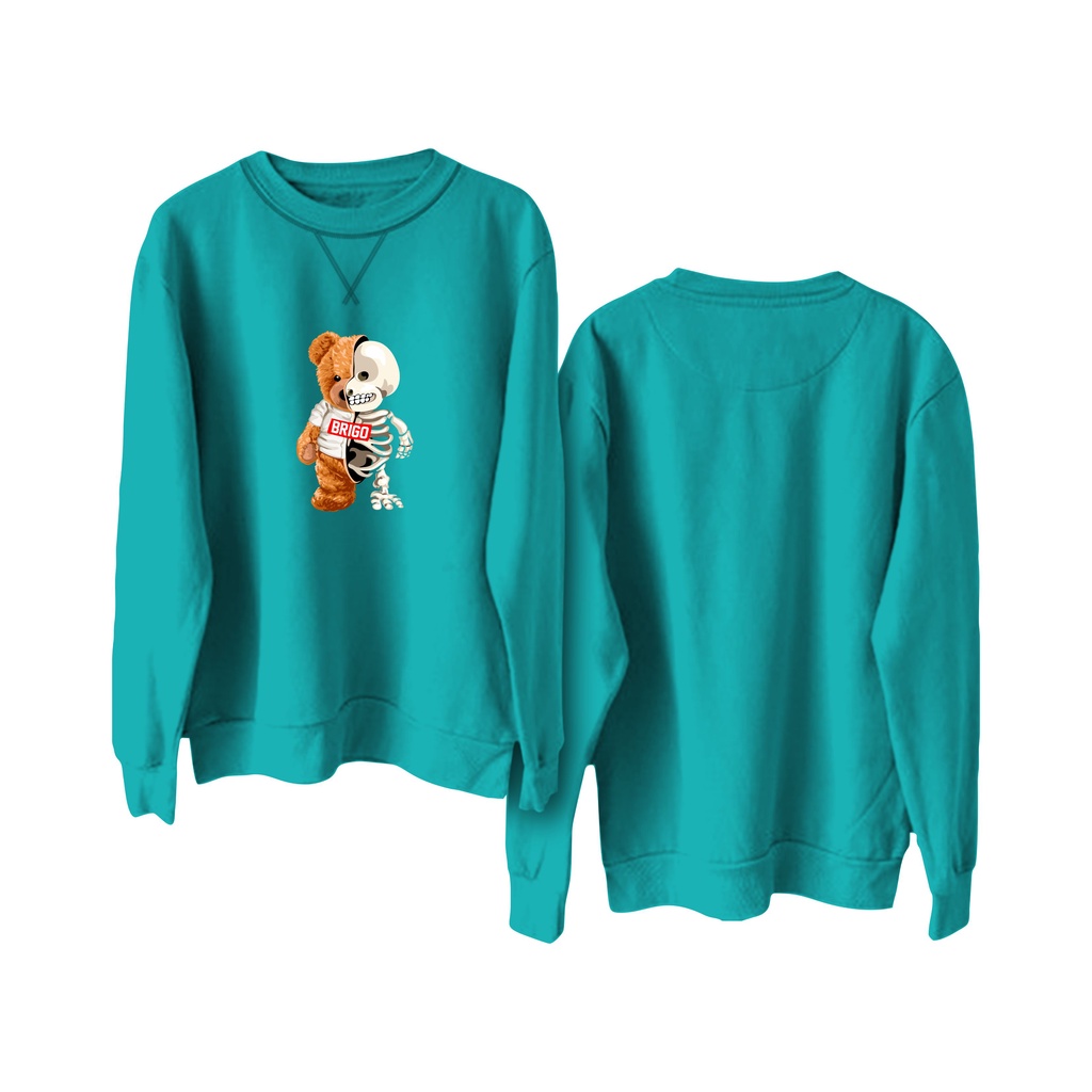 Sweater Crewneck BRIGO Sablon DTF Fleece Cotton || BRIGO Basic Sweatshirt Beruang 2muka M-XXL (Pria &amp; Wanita) Free stiker&amp;Gantungan Kunci
