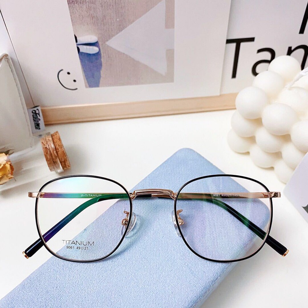 ♥TMALL88♥ Kacamata Baca Frame KM73 Anti Radiasi Metal Gaya Retro Untuk Pria / Wanita