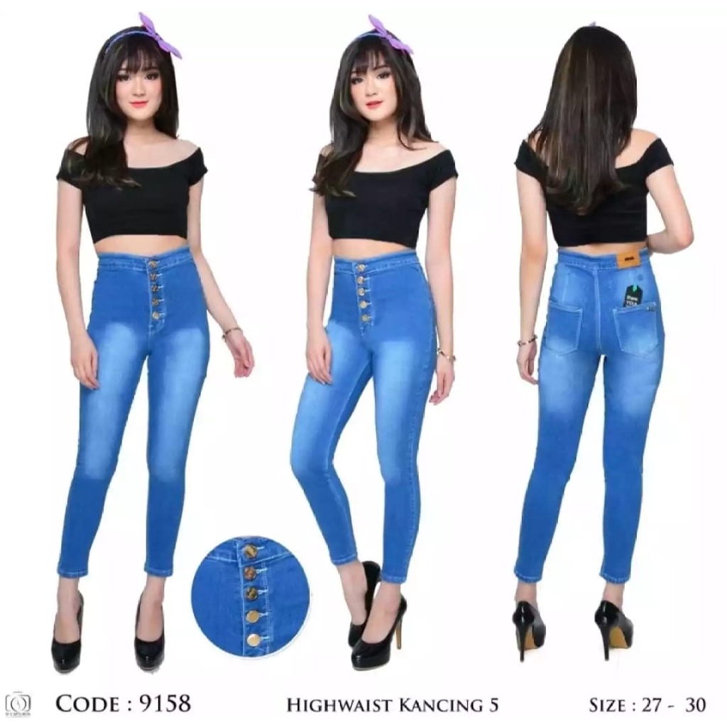 CELANA HW JEANS WANITA // CELANA KANCING 5 WANITA // CELANA KANCING 5 JEANS // CELANA KANCING WANITA TERBARU 2021