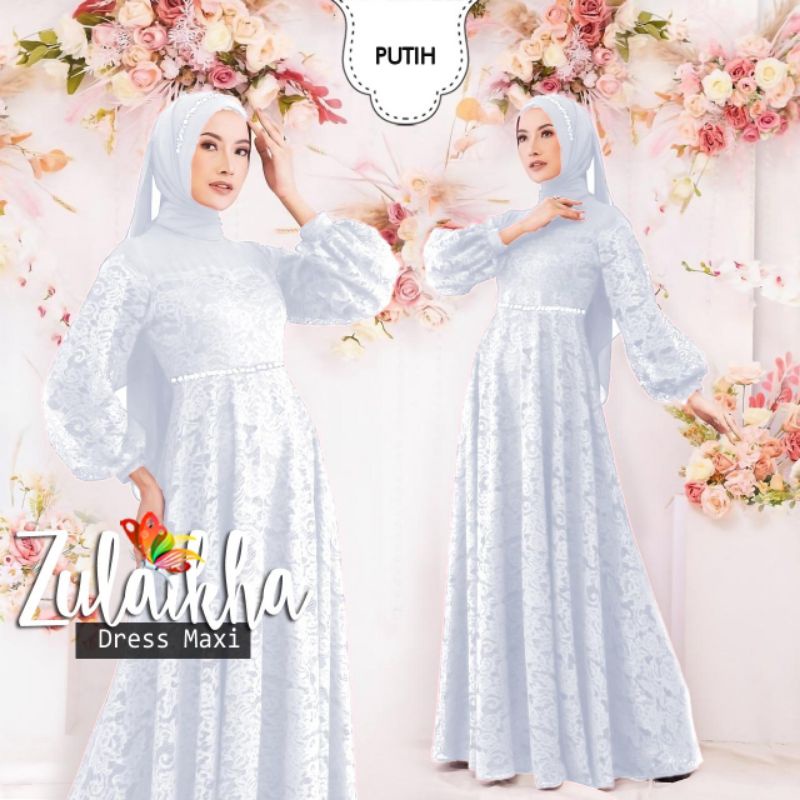 MAXY ZULAIKHA MUTIARA, BRUKAT, MOSCREPE PREMIUM, GAMIS HIJAB MUSLIM, MAXY DRESS, 2 UKURAN