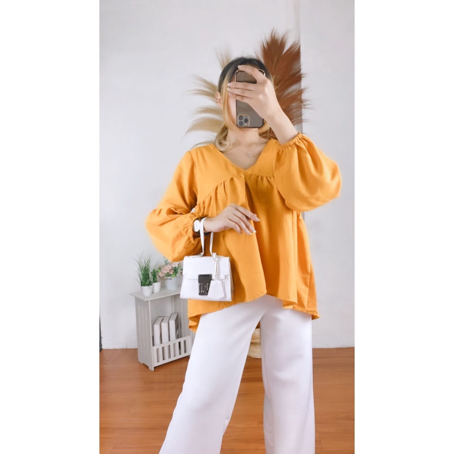 RX Fashion - Dealova Blouse / ALYNA Blouse Wanita / NAVA BLOUSE / INZA CERUTI ( GRATIS ONGKIR ) -R1-MUSTARD