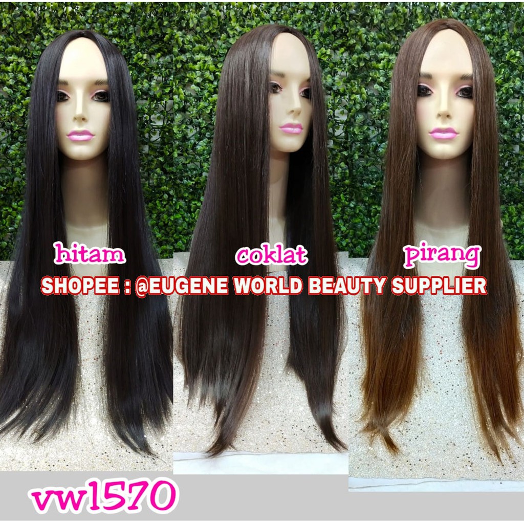 RAMBUT PALSU WIG WANITA WIG PANJANG LURUS SMOOTING WIG CEWEK KOREA NATURAL TANPA PONI 1570