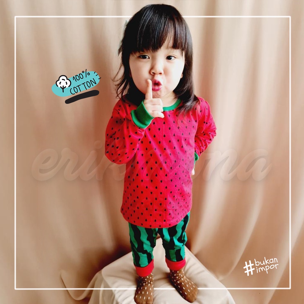 Ermon Baby - Piyama Anak Laki Laki Perempuan Baju Anak Cowok Cewek Lucu Buah Semangka Usia 3 - 5 Tahun