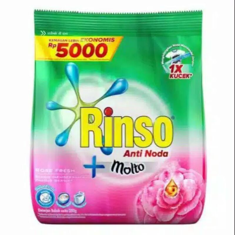 RINSO ANTI NODA + MOLTO 240gram  DETERJEN BUBUK 5000