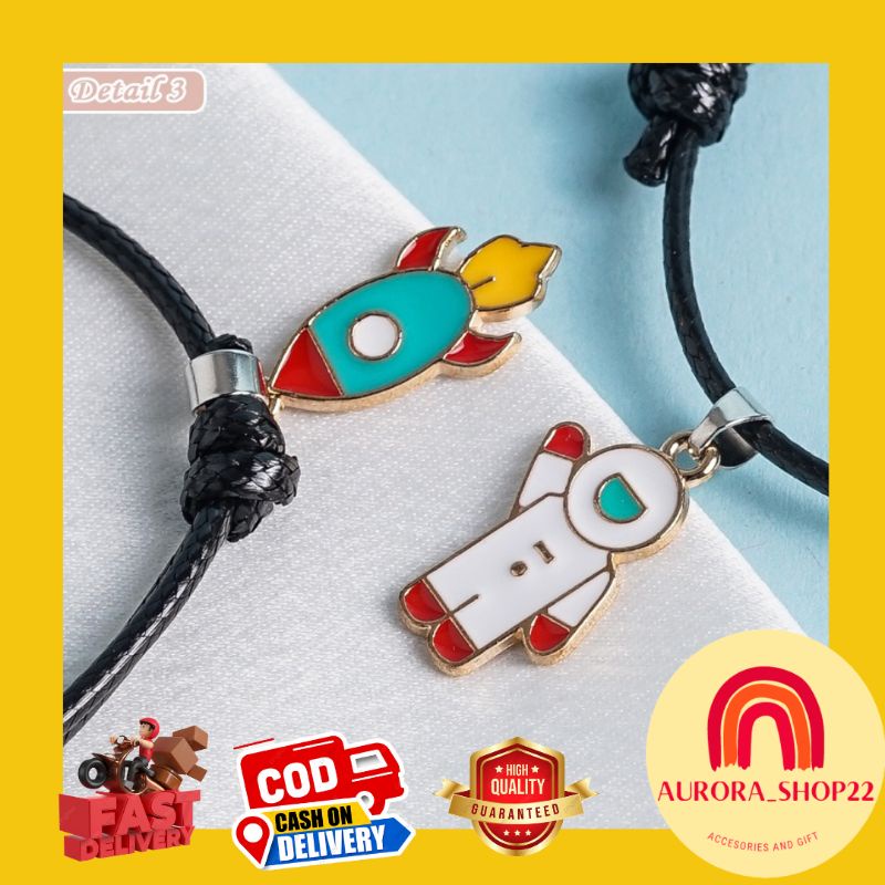 [COD] Gelang Tangan Korea Lucu Dengan Gantungan Roket dan Astronot Cute Untuk Pria Wanita Unisex Couple Gelang Tali Korea