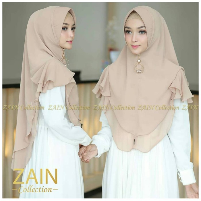 READY Hijab Jilbab Instan Khimar Hanum Syari 2 Layer Ceruti Sifon Termurah - Putih PROMO
