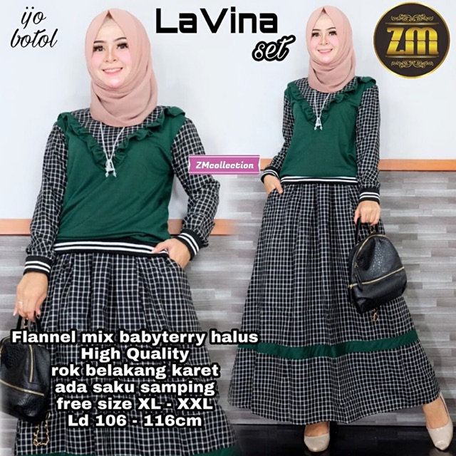 gamis lavina set zm original remium termurah di shopee