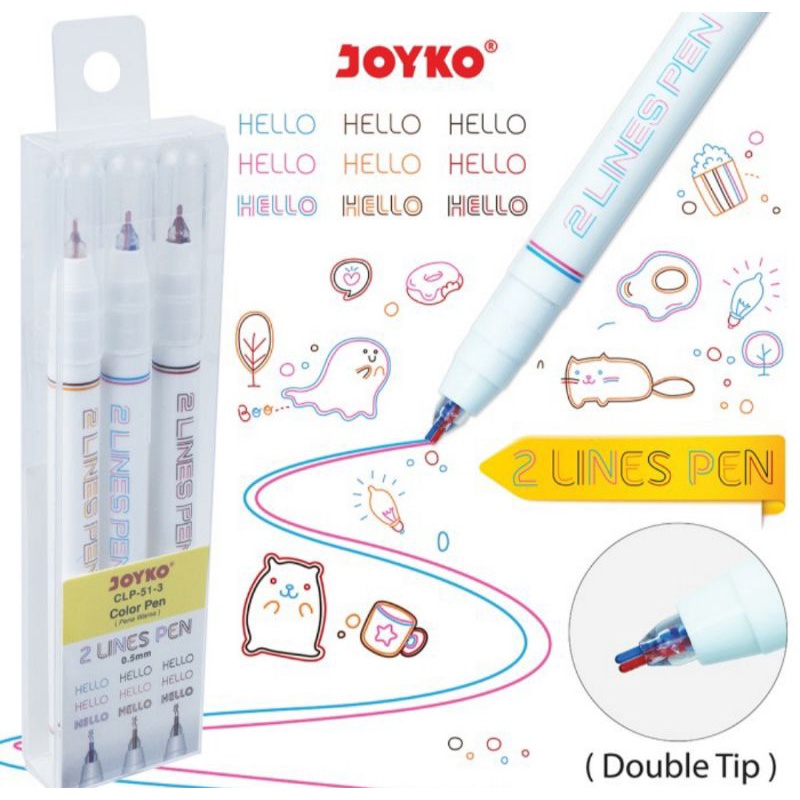 pulpen 2 baris line pena gel CLP-51-3 ball pen