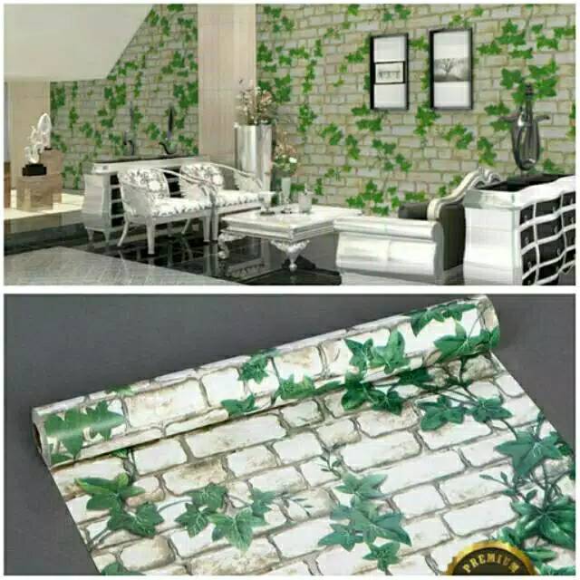 WALLPAPER DINDING MURAH Motif Bata Daun