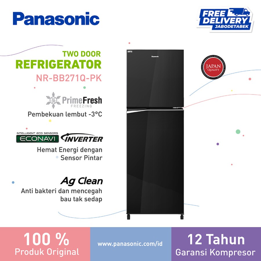 Panasonic Refrigerator 2 Doors 266 Liters BB271Q-PK Kulkas 2 Pintu / NRBB271Q-PK / NRBB271QPK