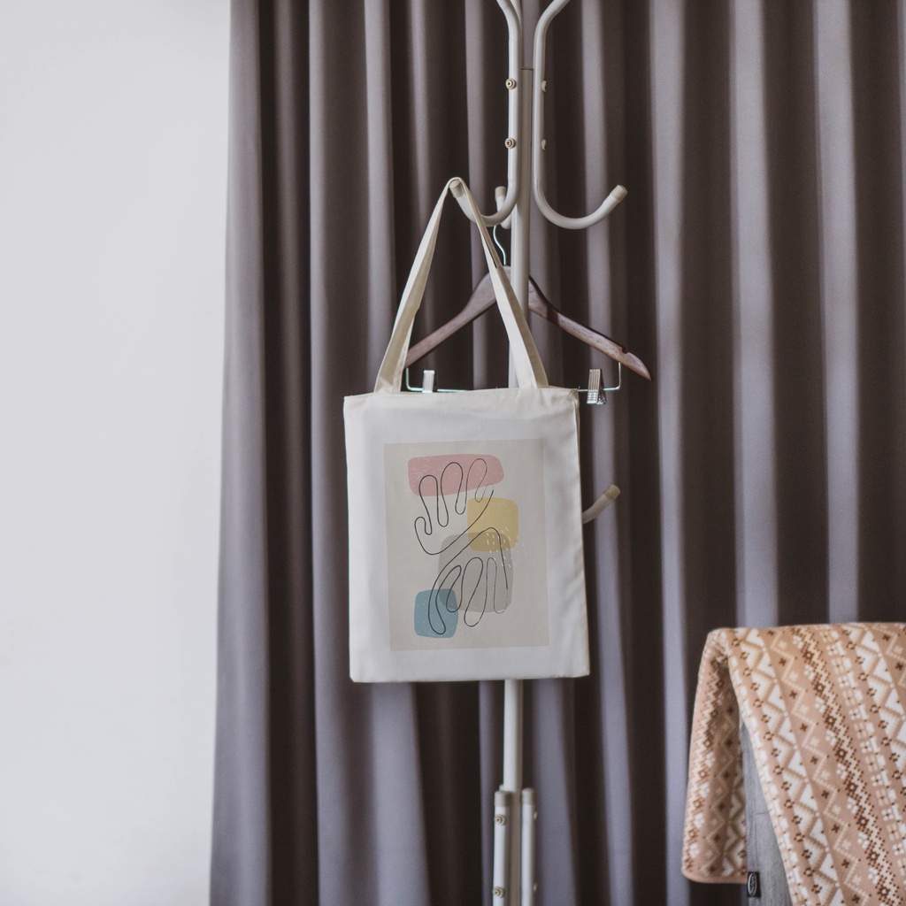 Sevine Tote Bag Resleting Tas Wanita Totebag Nordic Aesthetic fashion belanja abstrak - NRL