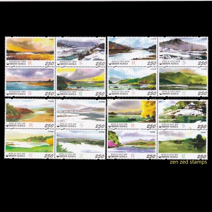 

0396 Perangko Korea 2007-2010 Painting Rivers Series 16v Mnh