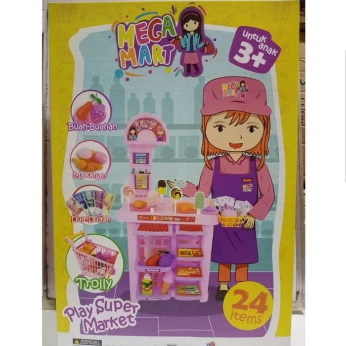 G54ht Mainan Play Market Mega Mart - Mainan Keranjang Trolly Belanja Pasar Re30E604GH