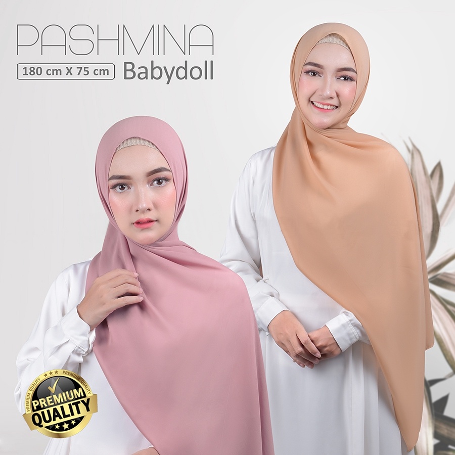 50 WARNA Pashmina Ceruty Babydoll 180x75 CM Jahit Tepi