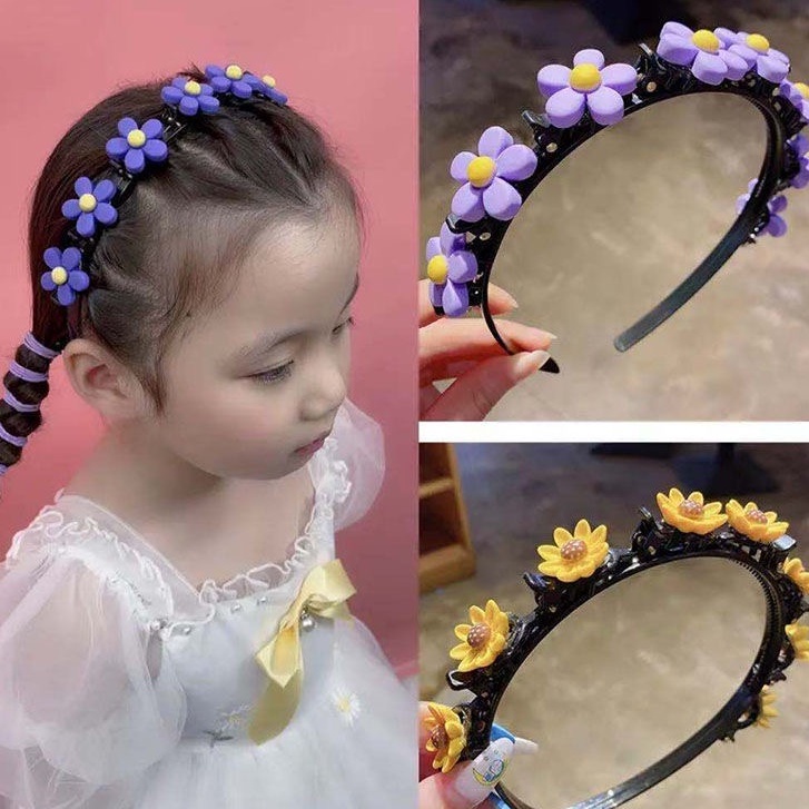 Bando Kepang Rambut Anak / Bando Anak Jepit Korea / Bando Bunga Melingkar Bando Jepitan Rambut B221