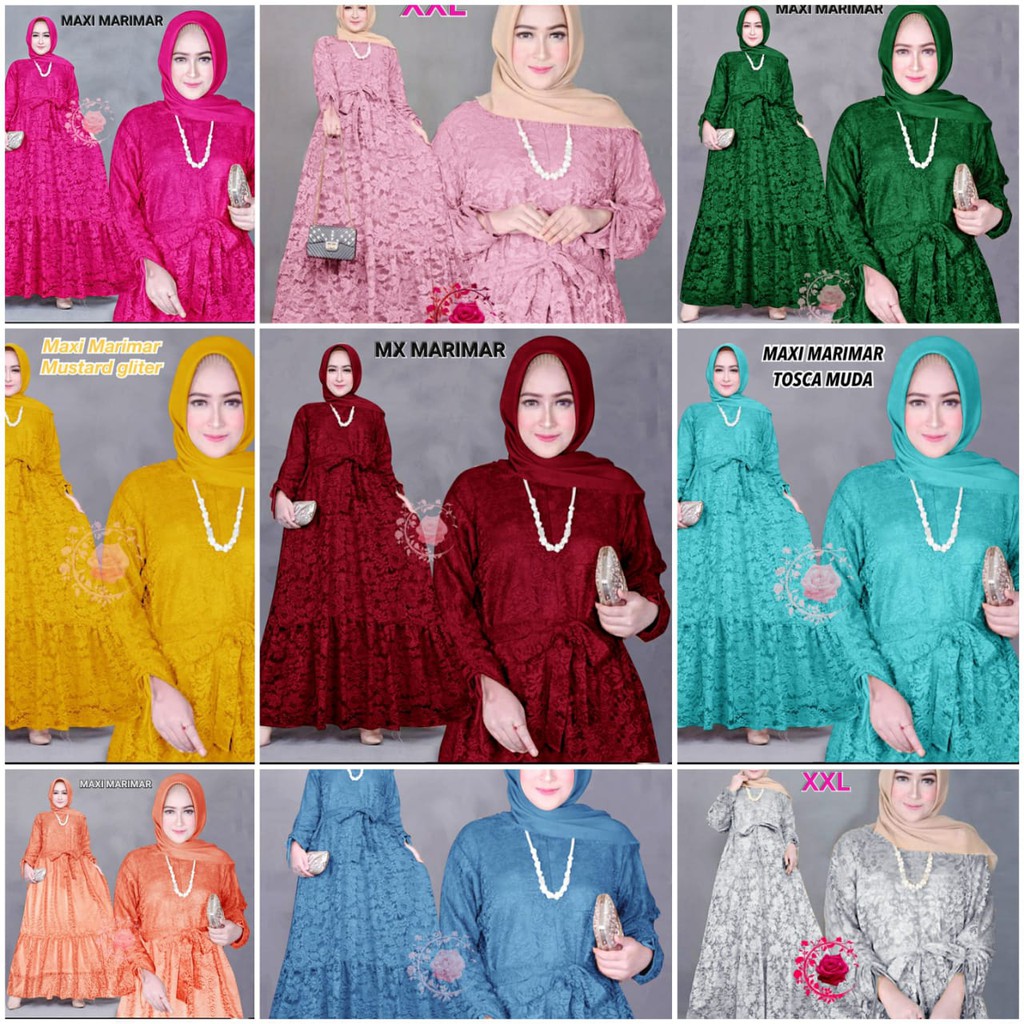 GAMIS BRUKAT 5XL 4XL original MARIMAR / PAKAIAN PESTA / GAMIS / DRESS GAUN JUMBO