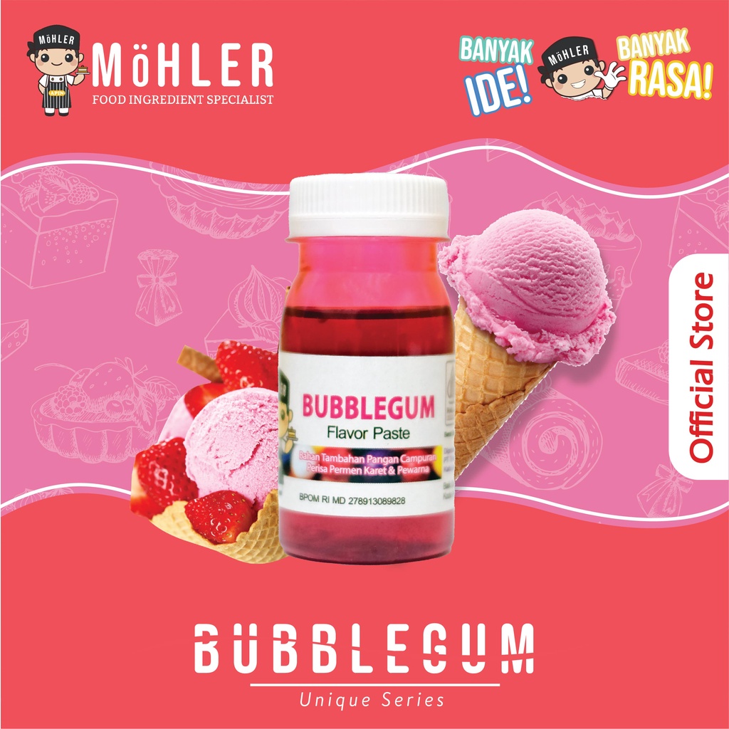 MOHLER Pasta perisa pewarna Bubblegum (KLIK KOMBO HEMAT UNTUK BELI 1 GRATIS 1)