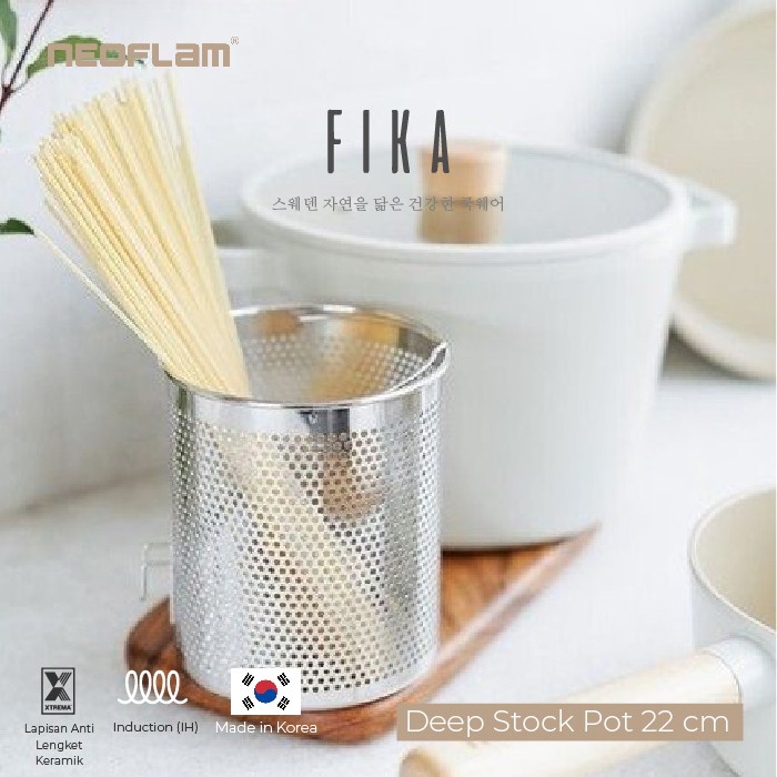 Neoflam FIKA Deep Stock Pot Panci Keramik Induksi - Stockpot