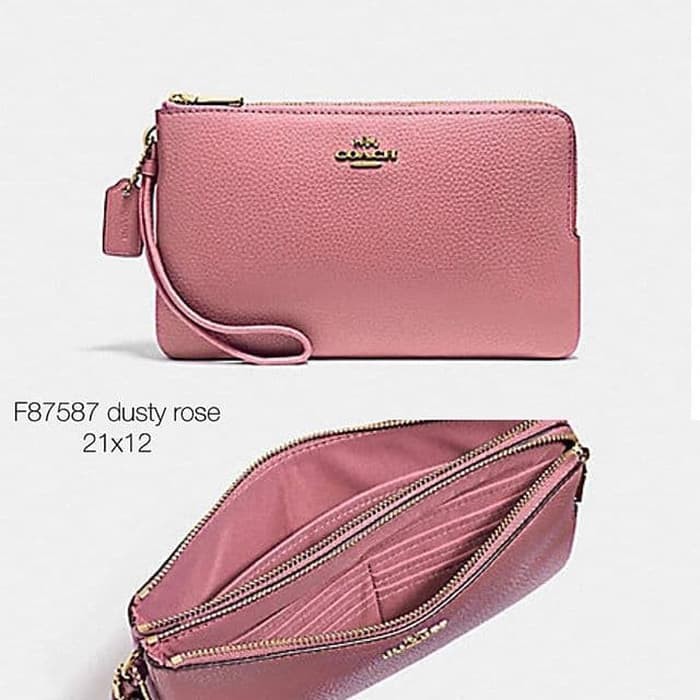Dijual Dompet Coach original   Coach large wristlet double zip dusty rose terakhir
