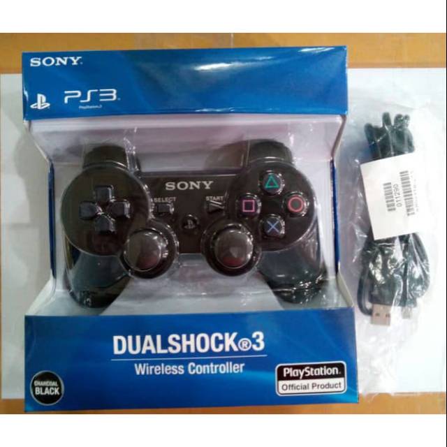 Stik PS3 Wireless Dualshock Controller OP Hitam + Kabel USB Sony Vaio