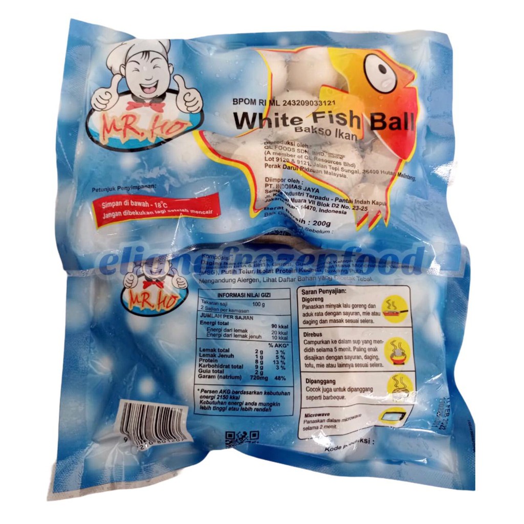 

MR HO WHITE FISH BALL BAKSO IKAN 200 GR / SHABU SHABU STEAMBOAT FISH BALL