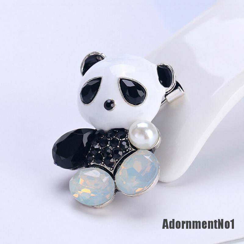 (Adornmentno1) Bros Pin Enamel Desain Panda Hias Kristal Untuk Pengantin Wanita