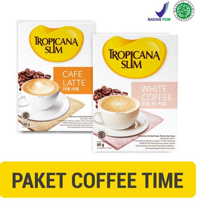 

8.8 MALL Paket Coffee Time - Tropicana Slim Cafe Latte + Tropicana Slim White Coffee - Kopi Bebas Gula .,