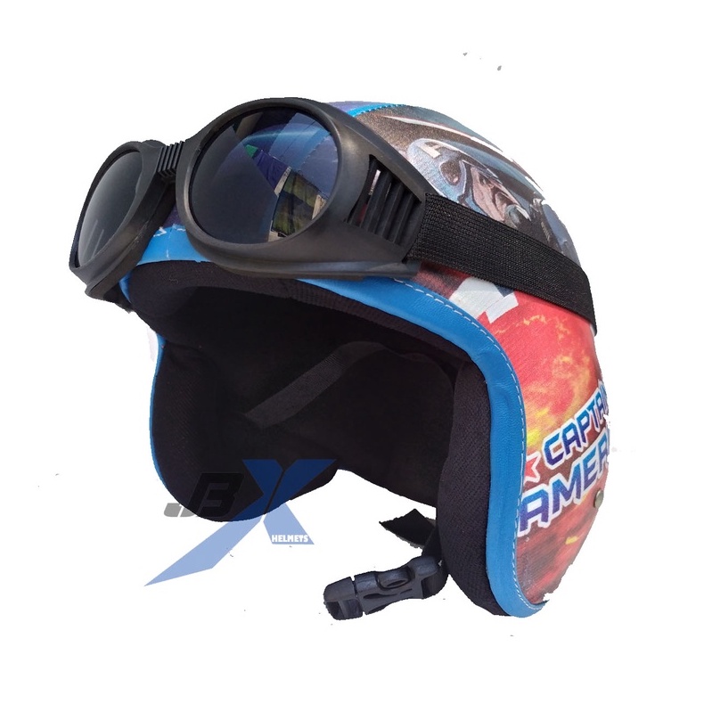 Helm Anak Bogo Retro Pilot Kacamata Nazi Usia 6 Sampai 10 Tahun Motif Cowok