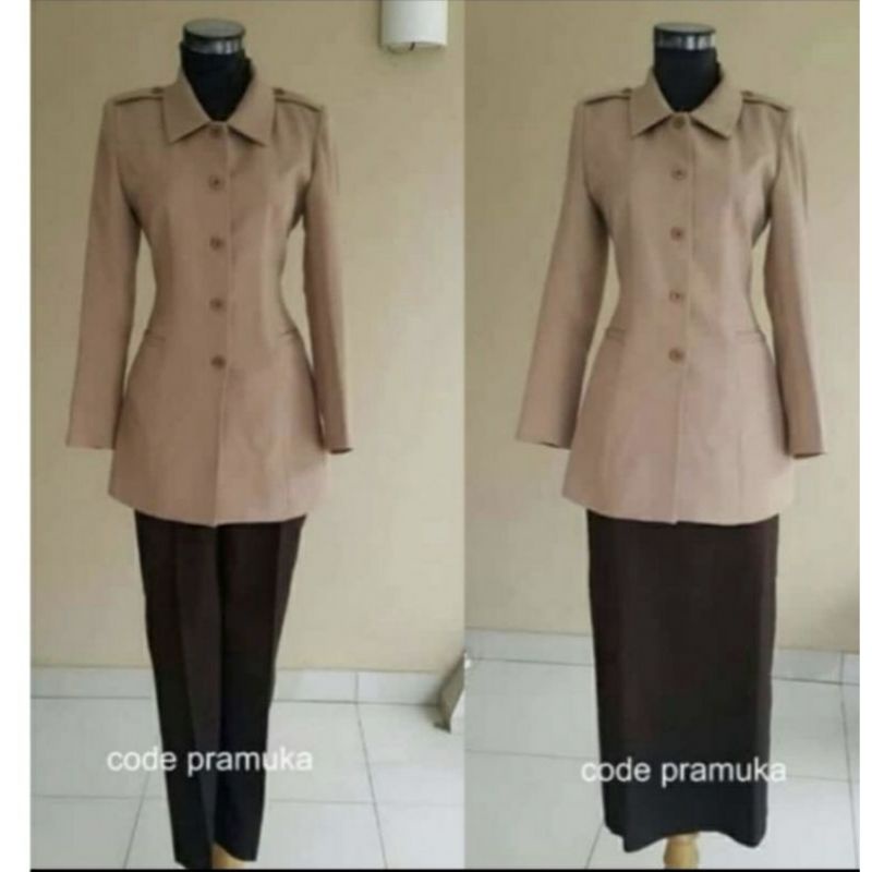 Seragam Pembina Guru Pramuka/Stelan Baju Dinas Pramuka Wanita/Baju Pramuka Guru/Rok
