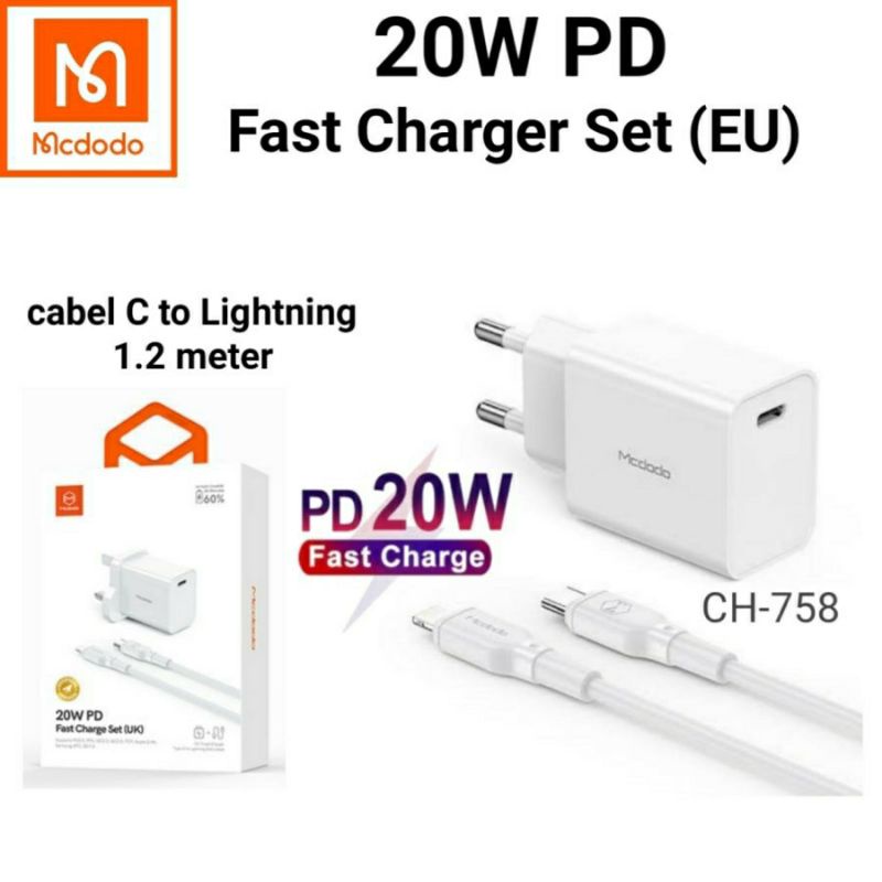 Mcdodo CA7581 Fast Charger PD C to Lightning 20W
