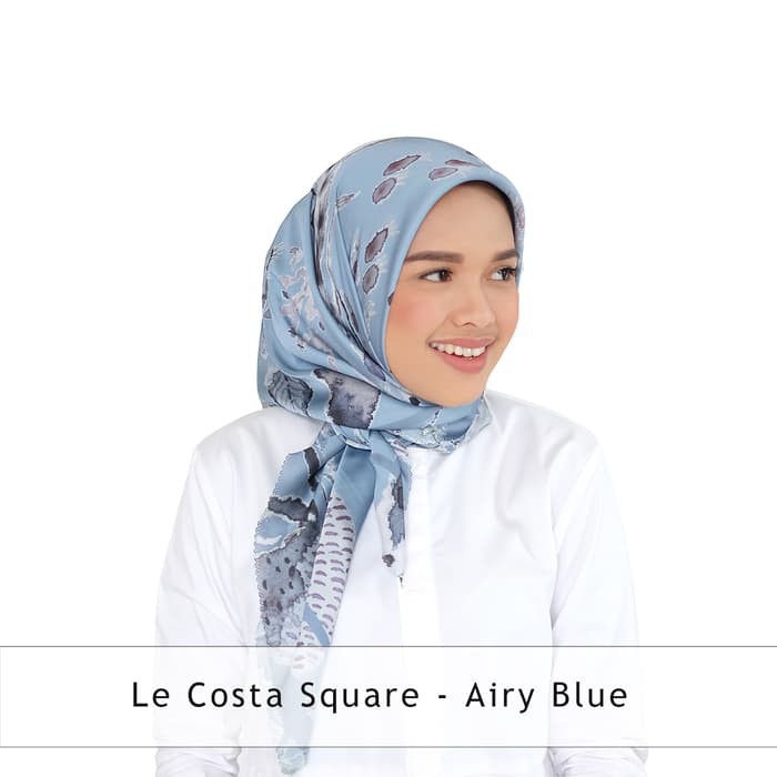 Promo Le costa Satin Silk Scarf Square in airy blue   Buttonscarves Limited