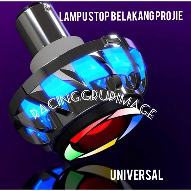 LAMPU STOP PROJIE / LAMPU BELAKANG REM PROJIE MINI RAINBOW ARUS AC DC  UNIVERSAL