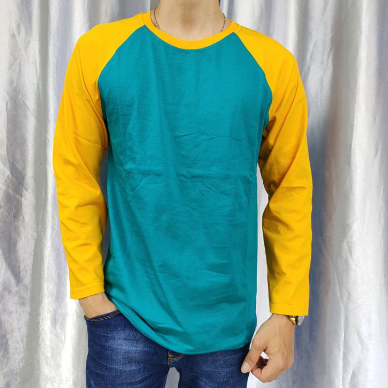 kaos polos raglan TOSCA-KUNING lengan PANJANG uk M L XL XXL