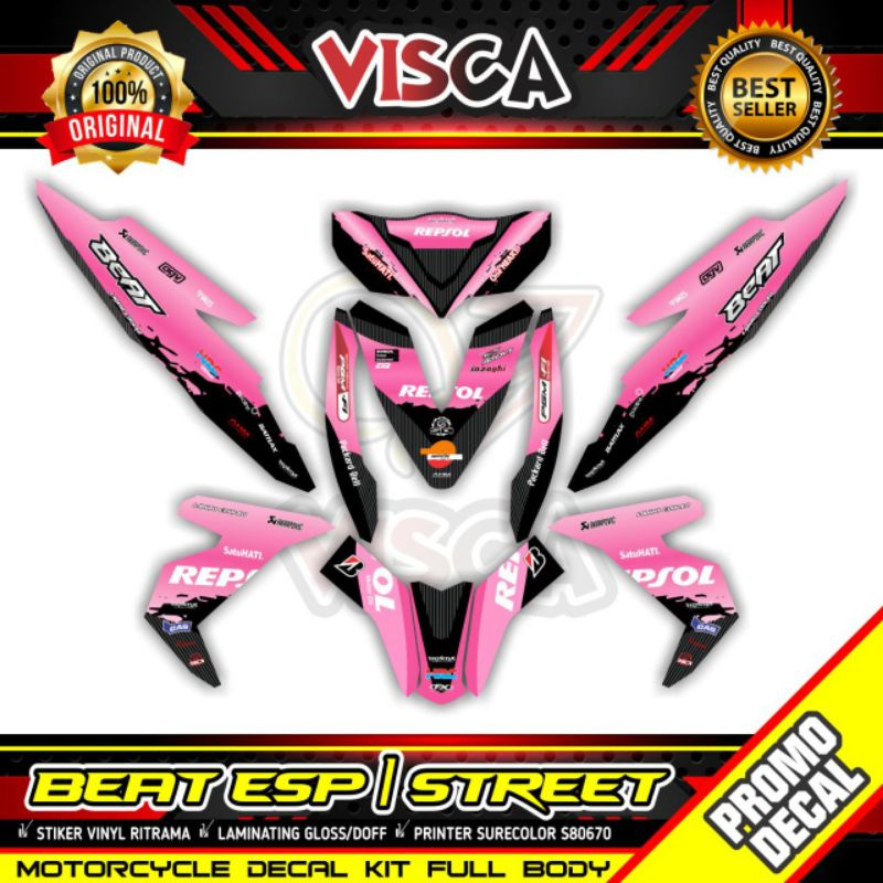 Decal STICKER FULL BODY BEAT ESP STREET stiker beat esp street REPSOL PINK