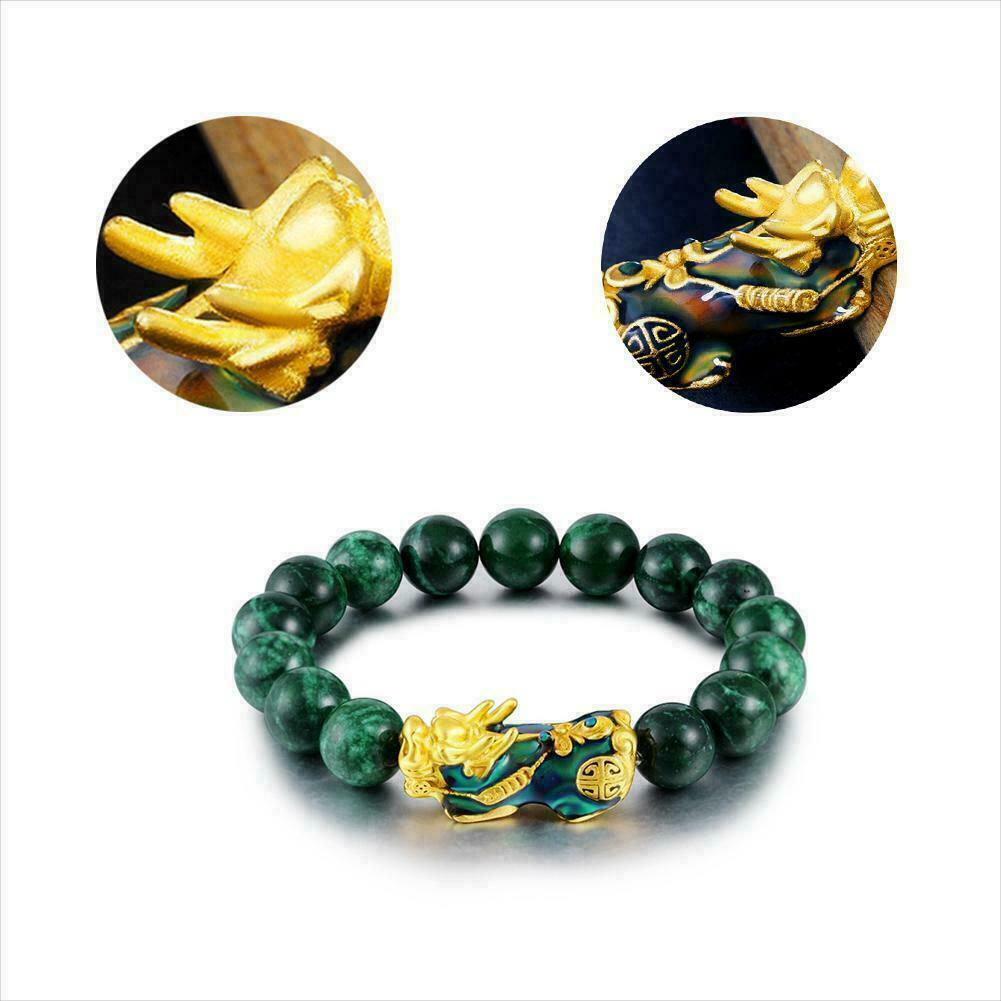 Feng Shui Malachite Obsidian Alloy Wealth Golden Pixiu Bracelet Lucky Jewelry Gifts