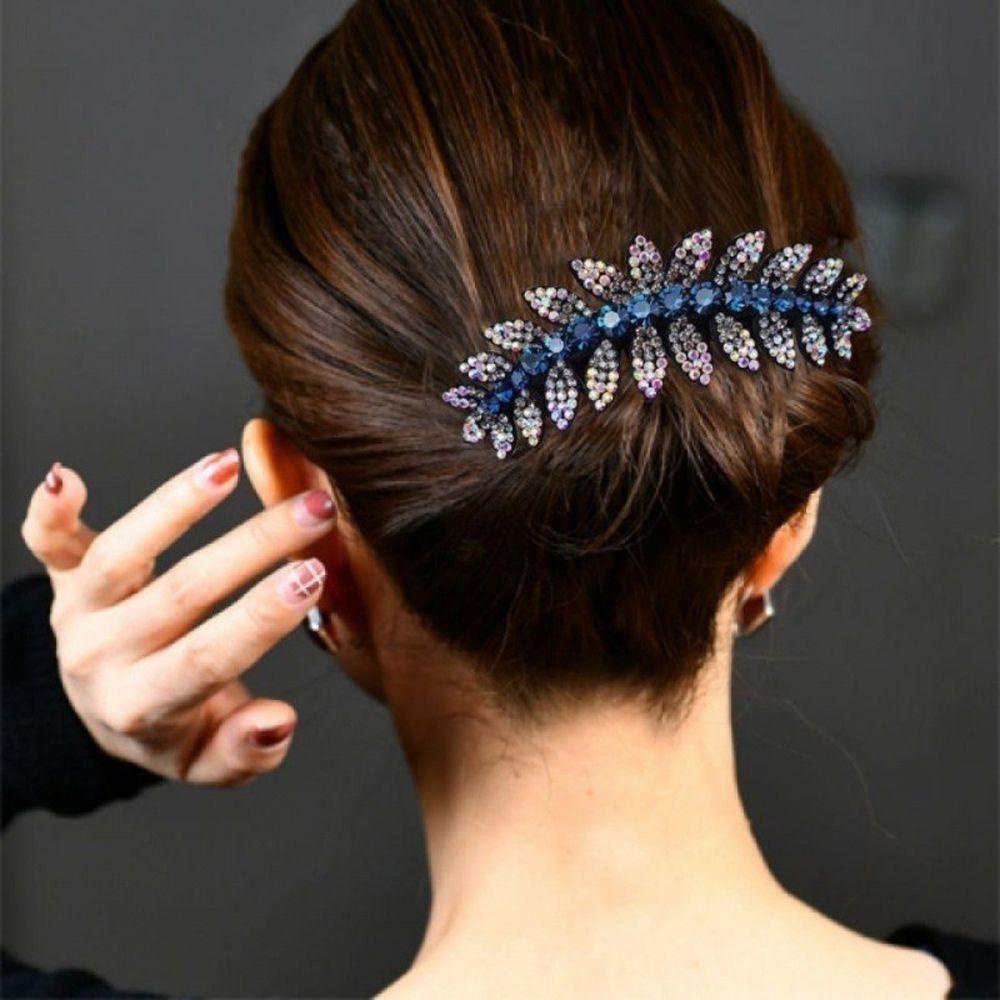 Needway Sisir Rambut Wanita Manis Geometris Daun Bunga Ponytail Holder Kristal Jepit Rambut