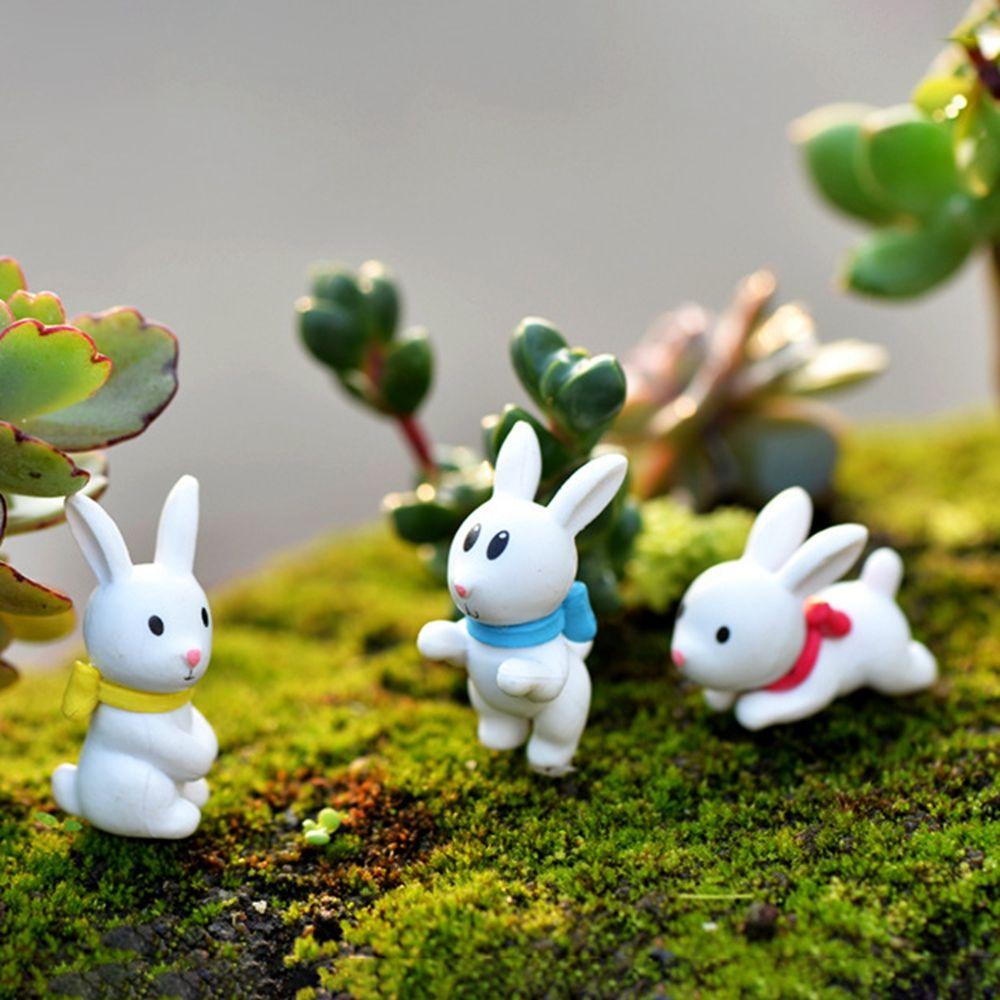 Agustina Bunny Miniatur Mini DIY PVC Untuk Dekorasi Bonsai Peri Luar Ruangan Dengan Dasi Kupu-Kupu Dekorasi Kue Kelinci Lanskap Mikro