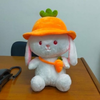 Boneka Kelinci Topi Wortel Size 15&quot;/37cm/boneka rabbit/boneka animal/boneka anak lucu/