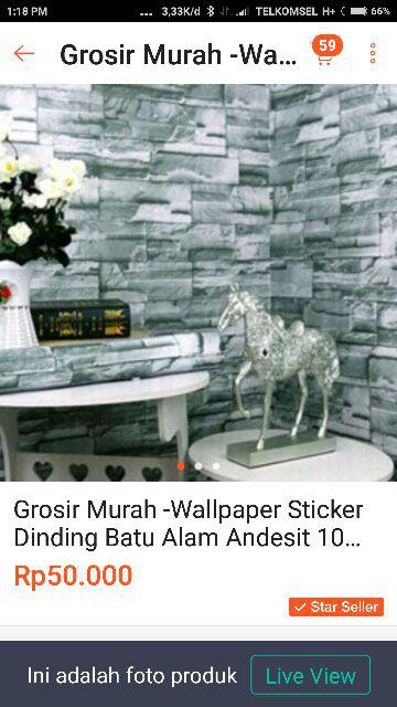 Grosir Murah Wallpaper Sticker Dinding Batu Alam Andesit 10 M X 45 Cm (gw-1057)