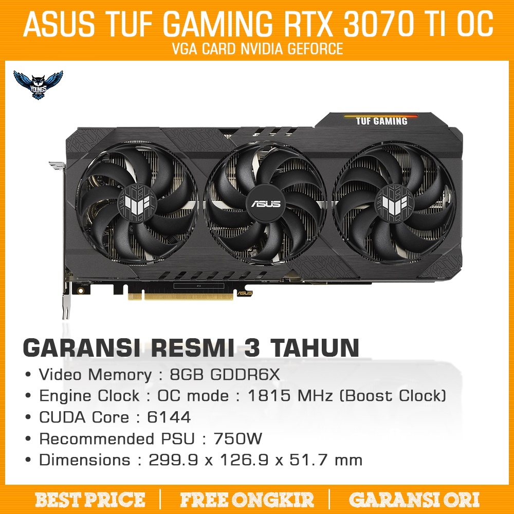 VGA ASUS RTX 3070 Ti TUF GAMING OC - 8GB DDR6X Nvidia Geforce 3070Ti