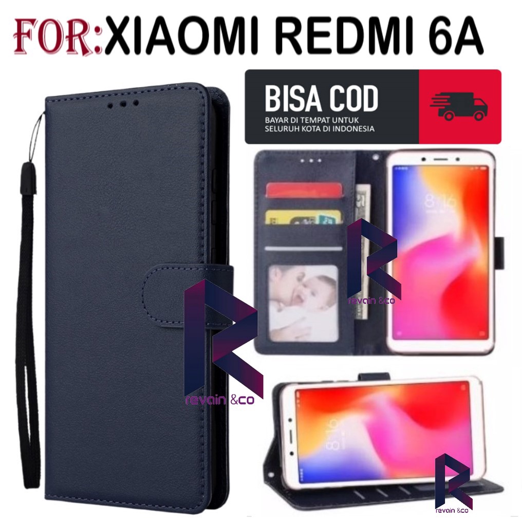 CASE XIAOMI REDMI 6A FLIP WALLET LEATHER KULIT PREMIUM SARUNG BUKA TUTUP KESING HP FLIP CASE REDMI 6A