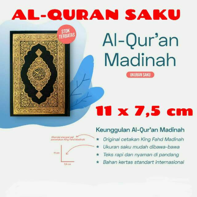 Al-Quran Saku Mushaf Madinah Q1(11 X 7,5 Cm) Quran Kecil Mushaf Kecil Quran Madinah Mushaf Saku