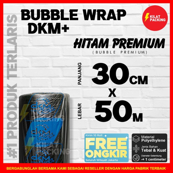

Ginger- Bubble Wrap 50m x 30cm BLACK (HITAM) premium delkomas