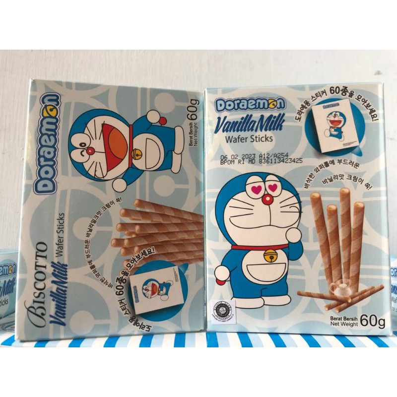 DORAEMON Wafer Sticks Astor Coklat Vanilla Biskitop 60 gr