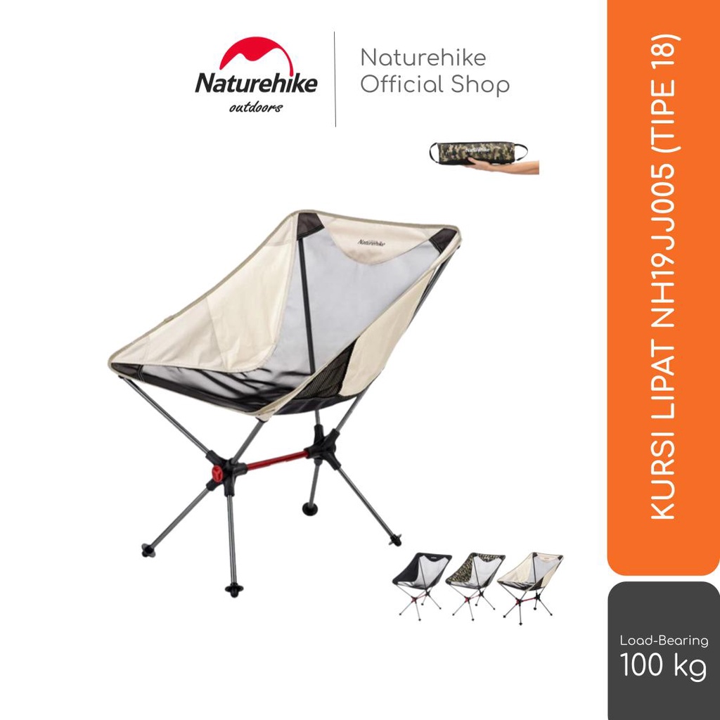 naturehike kursi lipat nh19jj005 tipe 18 portable camping mancing outdoor gunung piknik travelling