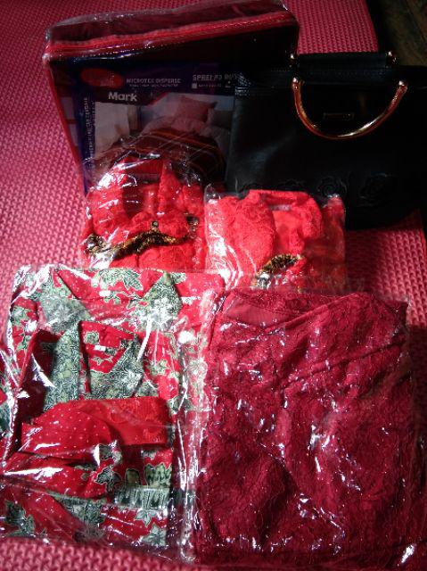 Qnunbatik Batik Keluarga/family Dress Wanita Kd Melati Dasar Warna Merah